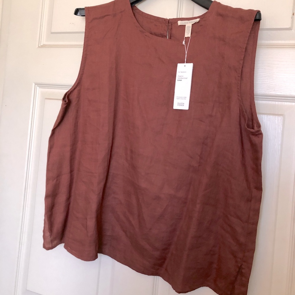 Eileen Fisher NWT Linen Shell, Size L Rust